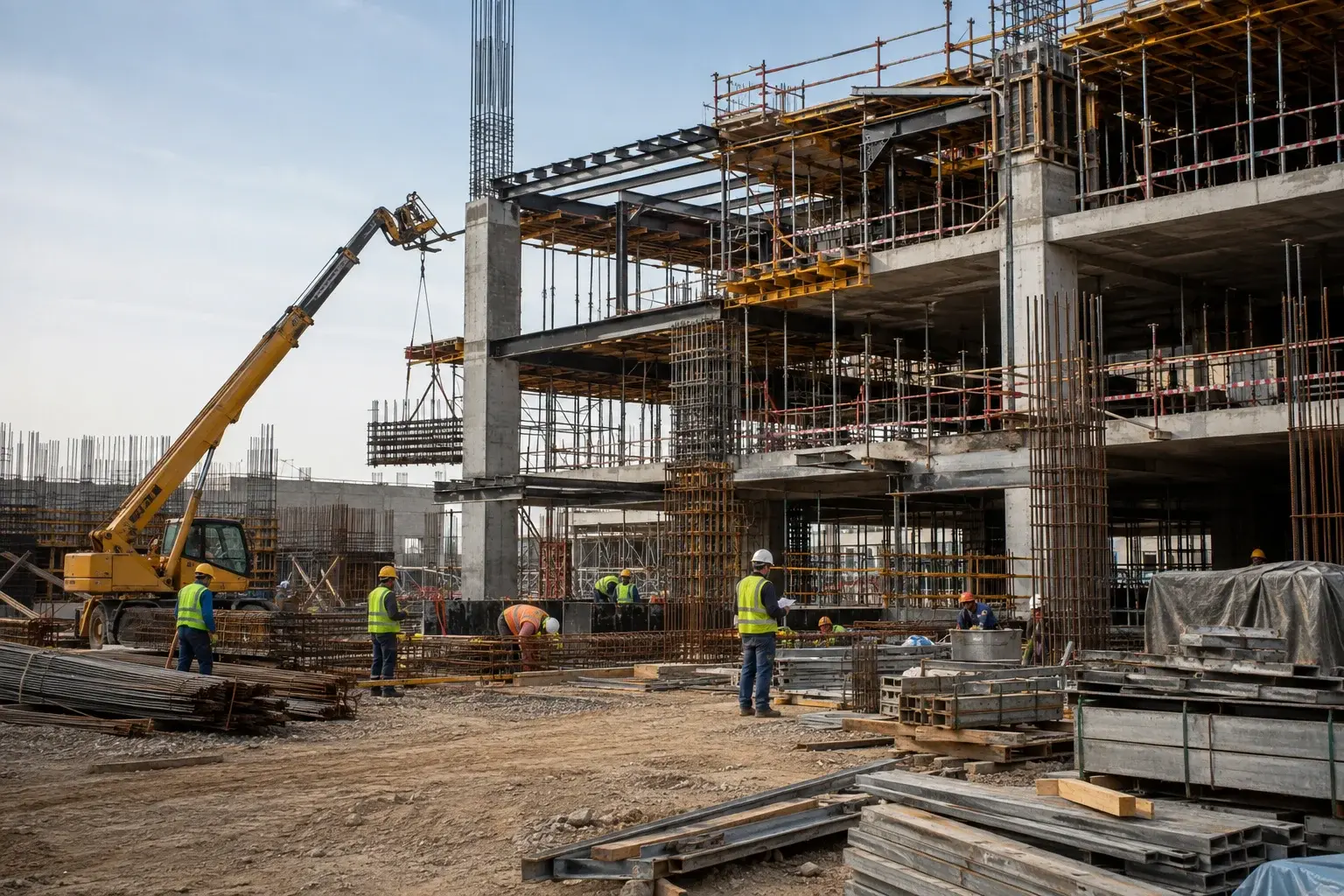 Construction and civil works on a project site